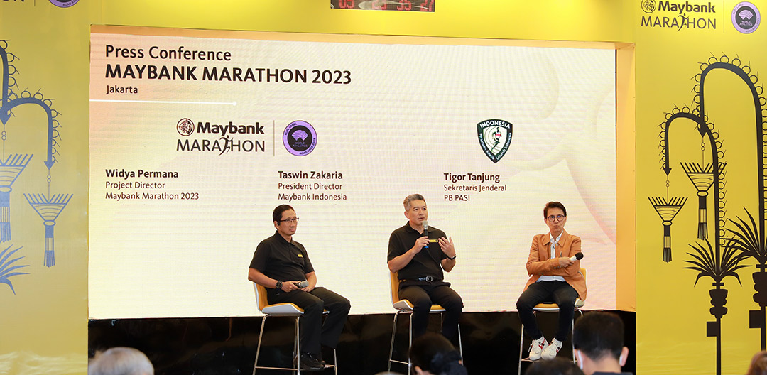Maybank Marathon 2023 was announced by the President Director of Maybank Indonesia, Taswin Zakaria, and Project Director of Maybank Marathon, Widya Permana – together with Secretary General of Indonesia’s Athletic Association (PB PASI), Tigor Tanjung on Wednesday, 29 March 2023 in Jakarta.